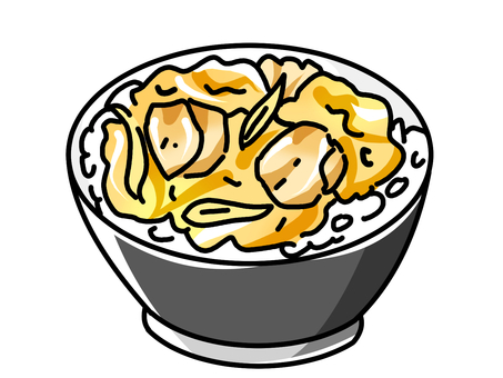 親子丼線色なし 親子丼,ご飯,食べ物,丼もの,料理,おいしい,シンプル,かわいい,鶏肉,玉ねぎのイラスト素材