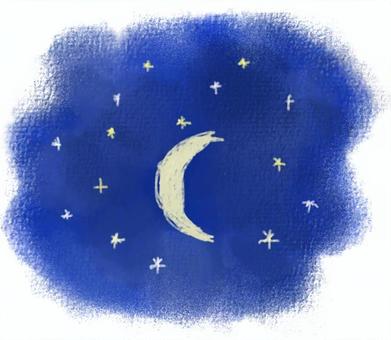 Illustration, luar, estrela, céu noturno, 