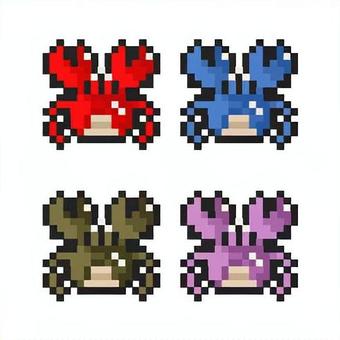 ドット絵アイコンセット かに ドット絵アイコンセット かに アイコン,セット,カニ,色違い,アイコンセット,ドット絵,ピクセルアート,カラーバリエーション,セット素材,海の生き物のイラスト素材