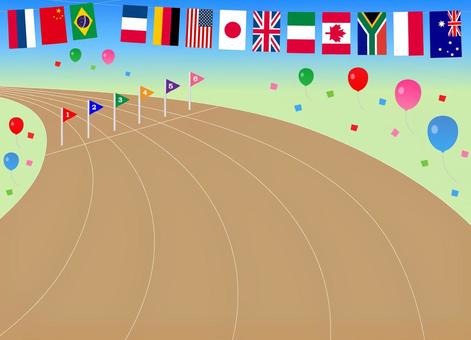 Illustration, sports day, ground, flag, 