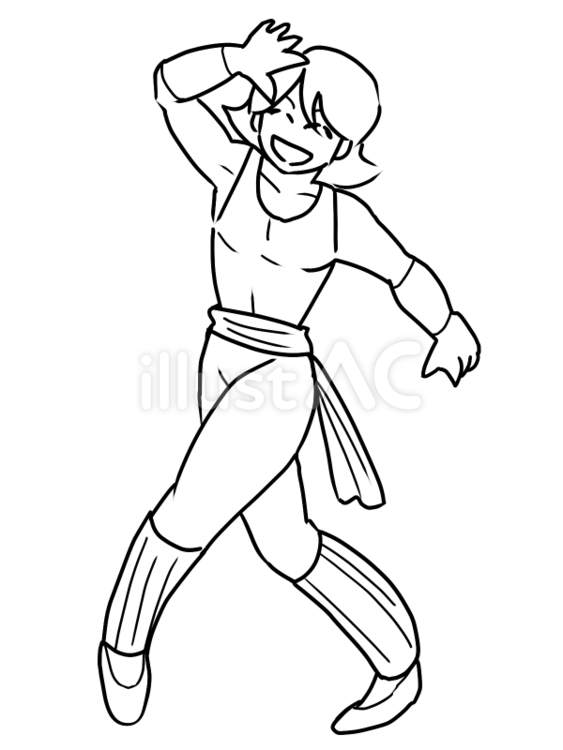 エアロビクスをする男性　線画 笑顔,スポーツ,素材のイラスト素材