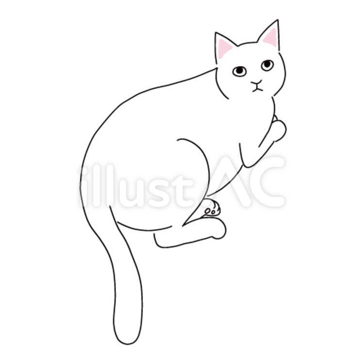 猫の全身線画イラスト ネコ,線画,塗り絵のイラスト素材