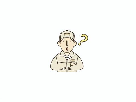 疑問に思う製造工場で働く男性 疑問に思う製造工場で働く男性 不思議,問い,疑念,謎,不確か,疑う,不明,カラー,モノクロ,製造工場のイラスト素材