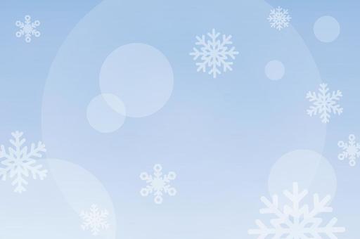冬の背景　淡い光と雪の結晶　薄いブルー