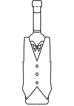 蝶ネクタイとベストのボトルカバー　線画 ボトルカバー,蝶ネクタイ,ベスト,正面,線画のイラスト素材