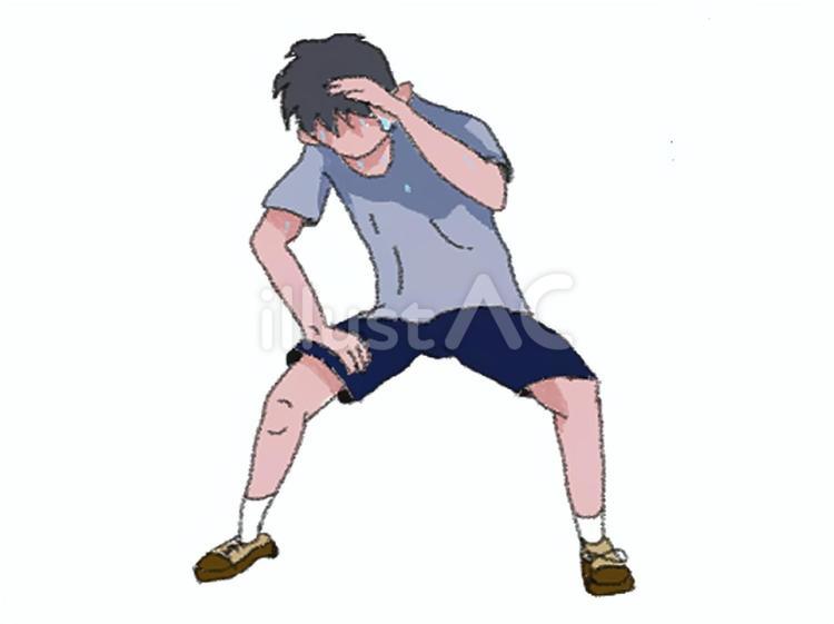 汗かく男性 熱中症,汗,暑いのイラスト素材