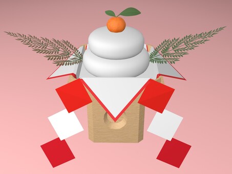 鏡餅2 鏡餅,おもち,お正月,新年,冬,縁起物,みかん,三宝,四方紅,裏白のイラスト素材