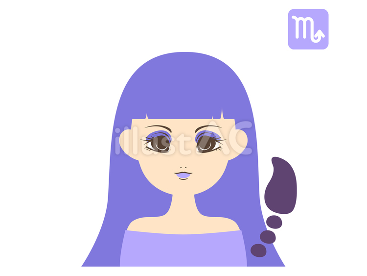 蠍座をイメージしたイラスト（12星座） 蠍座,女性,占いのイラスト素材