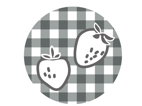 Illustration, strawberry, plaid, monotone, 