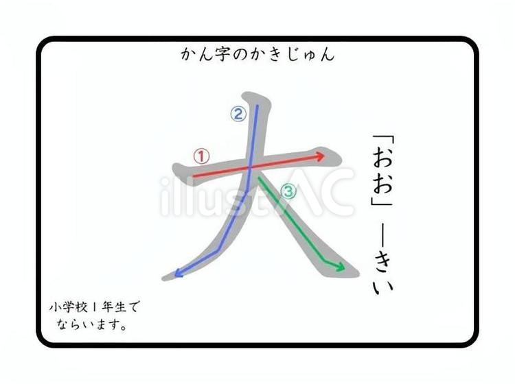 漢字筆順「大」 漢字筆順,漢字,書き順のイラスト素材