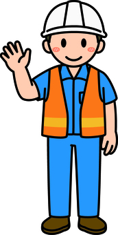合図する青の作業員です。 合図する青の作業員です。 作業員,シンプル,スタッフ,従業員,アルバイト,パート,倉庫,運搬,物流,作業のイラスト素材