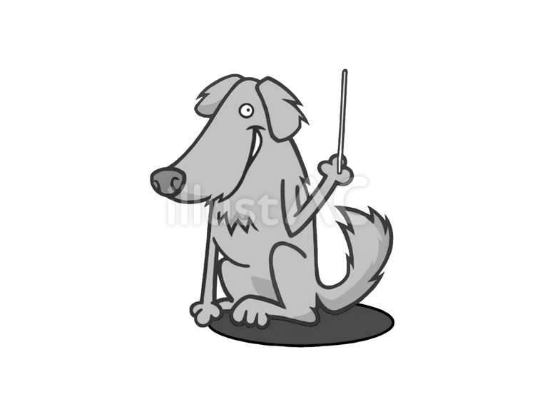 差し棒でティーチングをしている犬(いぬ) 講座,授業,ペットのイラスト素材