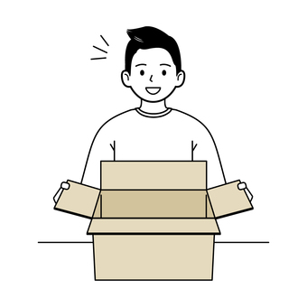 A man is happy after opening the box, , JPG, PNG and AI