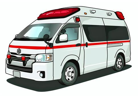 消防署の緊急車両　救急車 消防署,救急車,ambulance,緊急車両,消防,赤色灯,救急,病院,イラストのイラスト素材