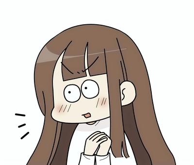 赤面するロングヘアーの女性 赤面するロングヘアーの女性 人物,赤面,照れる,恥ずかしい,ロングヘアー,茶髪,コミカル,ギャグ,可愛い,女性のイラスト素材