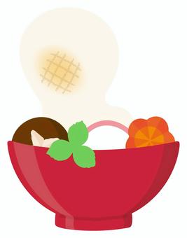 お雑煮 お雑煮,雑煮,お正月,正月,お餅,餅,おせち,ぞうに,人参,椎茸のイラスト素材