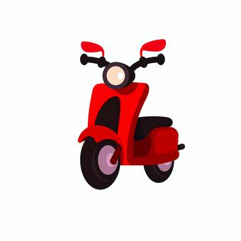 乗り物 019 バイク,スクーター,原付,オートバイ,赤,乗り物,交通,通勤,通学,旅行のイラスト素材