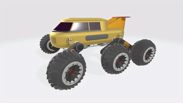 大型6輪タイヤオフロードEVバギー① オフロード,タイヤ,悪路,コックピット,ライト,エンジン,ev,走行,ウイング,バンパーのイラスト素材