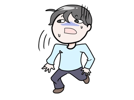 後退りする人のイラスト 後退り,不安,ビビる,焦り,怖い,びっくり,男性のイラスト素材