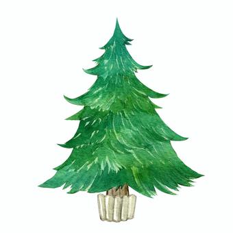【水彩】ノーマルクリスマスツリー ツリー,モミの樹,モミノキ,クリスマスツリー,オブジェ,魔除け,縁起物,アイコン,あしらい,ワンポイントのイラスト素材