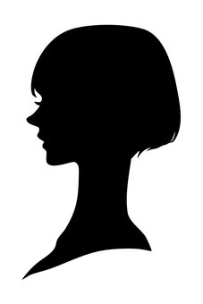 女性の横顔シルエット（ショートボブ） シルエット,女性,女,髪型,ヘアスタイル,ショート,ボブ,美容,髪,横顔のイラスト素材