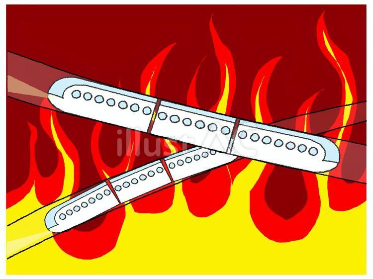 炎の中を移動する不思議な乗り物 乗り物,不思議,移動のイラスト素材