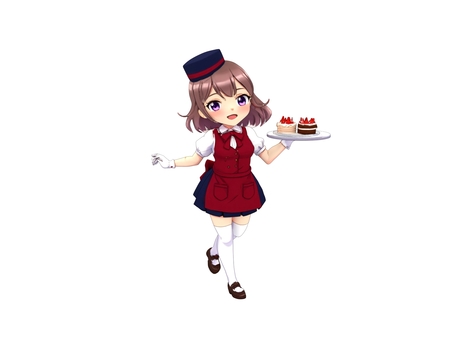 イチゴとチョコのケーキとケーキ屋店員 ケーキ,スィーツ,洋菓子,甘味,制服,帽子,店員のイラスト素材