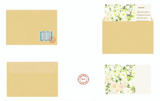 ポストカード ポストカード ポストカード,葉書,郵送,郵便,封筒,切手,押印,花,植物,手紙のイラスト素材