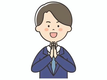 感謝するスーツの男性 感謝するスーツの男性 笑顔,嬉しい,喜び,いただきます,男性,ごちそうさまでした,感謝,お礼,ありがとう,男のイラスト素材