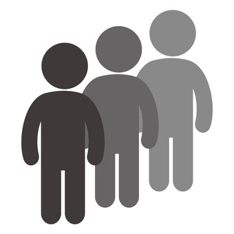 一列に並ぶ人たち 並ぶ,行列,順番,待つ,人,ピクトグラム,一列,モノクロ,単色,人々のイラスト素材