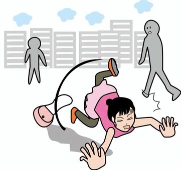 おっちょこちょい 女子 転ぶ,町中,恥ずかしい,転倒,危険,ケガ,注意,人物,おっちょこちょい,女子のイラスト素材