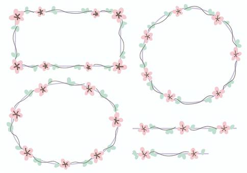 かわいい花枠とライン