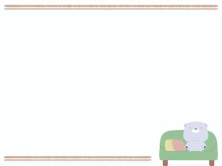 ソファ_熊 ソファ,クマ,シロクマ,動物,かわいい,リラックス,フレームのイラスト素材