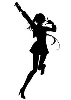 歌って踊るアイドルの女の子19 アイドル,スカート,女の子,シルエット,女性,ダンス,踊る,長髪,ハイヒール,ロングヘアのイラスト素材