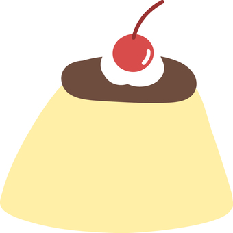 さくらんぼ付きのプリンのイラスト