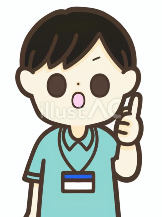 注意、説明をするデイスタッフ　男性 デイケア,デイサービス,スタッフのイラスト素材