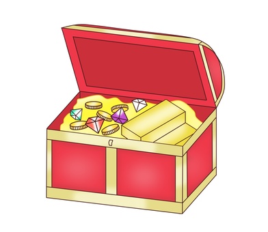 Illustration, chest, treasure, open, 