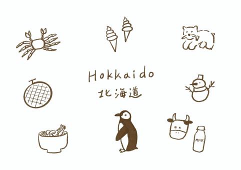 手描き北海道線画イラスト 北海道,都道府県,日本地図,手描き,手書き,線画,モノクロ,ご当地,観光,旅行のイラスト素材