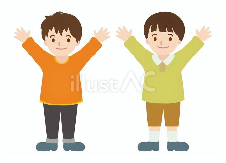 小学生男の子2人組2 子ども,少年,人物のイラスト素材