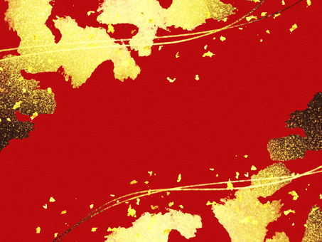 金箔と赤い和風背景 金,金箔,筆,背景,和柄,キラキラ,和風,年賀状,フレーム,和のイラスト素材