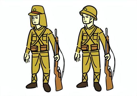 大日本帝国の陸軍兵士のイラスト 日本兵,兵士,陸軍,大日本帝国,第二次世界大戦,大東亜戦争,太平洋戦争,人物,歩兵,銃のイラスト素材