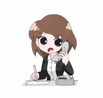電話対応するOL女子 女性,女の子,女子,仕事,電話,ビジネス,ビジネスウーマン,オペレーター,営業,olのイラスト素材
