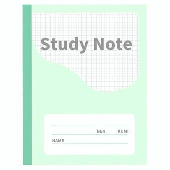 学習ノート（線なし緑） 学習,ノート,紙,方眼紙,文房具,イラスト,学校,素材,シンプル,単品のイラスト素材