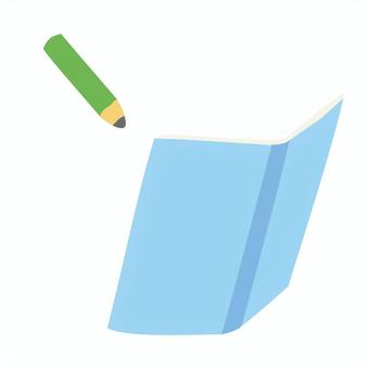 シンプルな鉛筆とノートのセットイラスト 鉛筆,文房具,シンプル,ノート,開く,メモ,用紙,教育,落書き,表紙のイラスト素材