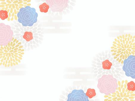 和風の花の背景09 和風,和柄,正月,花,梅,牡丹,年賀状,背景,フレーム,装飾のイラスト素材