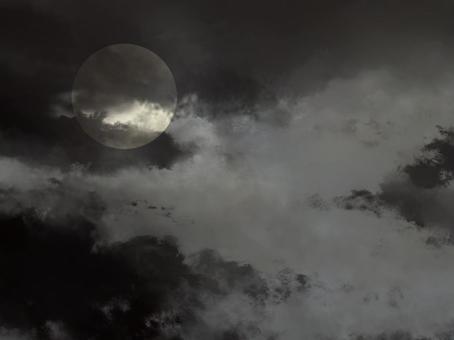 霞に浮かぶ満月アルカナ【3】 満月,夜,幻想的,神秘的,ファンタジー,ミステリアス,風景,自然,背景素材,イラストのイラスト素材