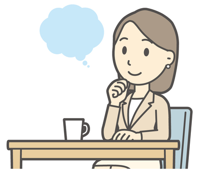  カジュアルスーツ女性-035-バスト 考える,会社員,女性,スーツ,ビジネス,仕事,ol,人,大人,ビジネスウーマンのイラスト素材