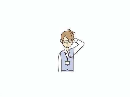 照れる女性事務員 恥ずかしい,赤面,照れ笑い,照れる,戸惑い,照れ隠し,照れくさい,カラー,女性,事務員のイラスト素材