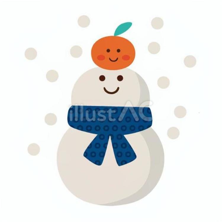 雪だるまとみかん 雪だるま,みかん,マフラーのイラスト素材