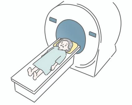 MRI・CT検査を受ける高齢女性 mri,ct,検査,病院,医療,高齢者,女性,不安,心配,怖いのイラスト素材